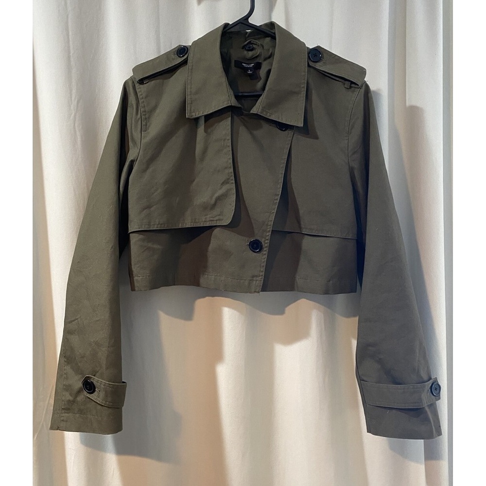 Vera Wang Simply Wear 3 Ways Army Green Large CROP Jacket Modern Fall Runway